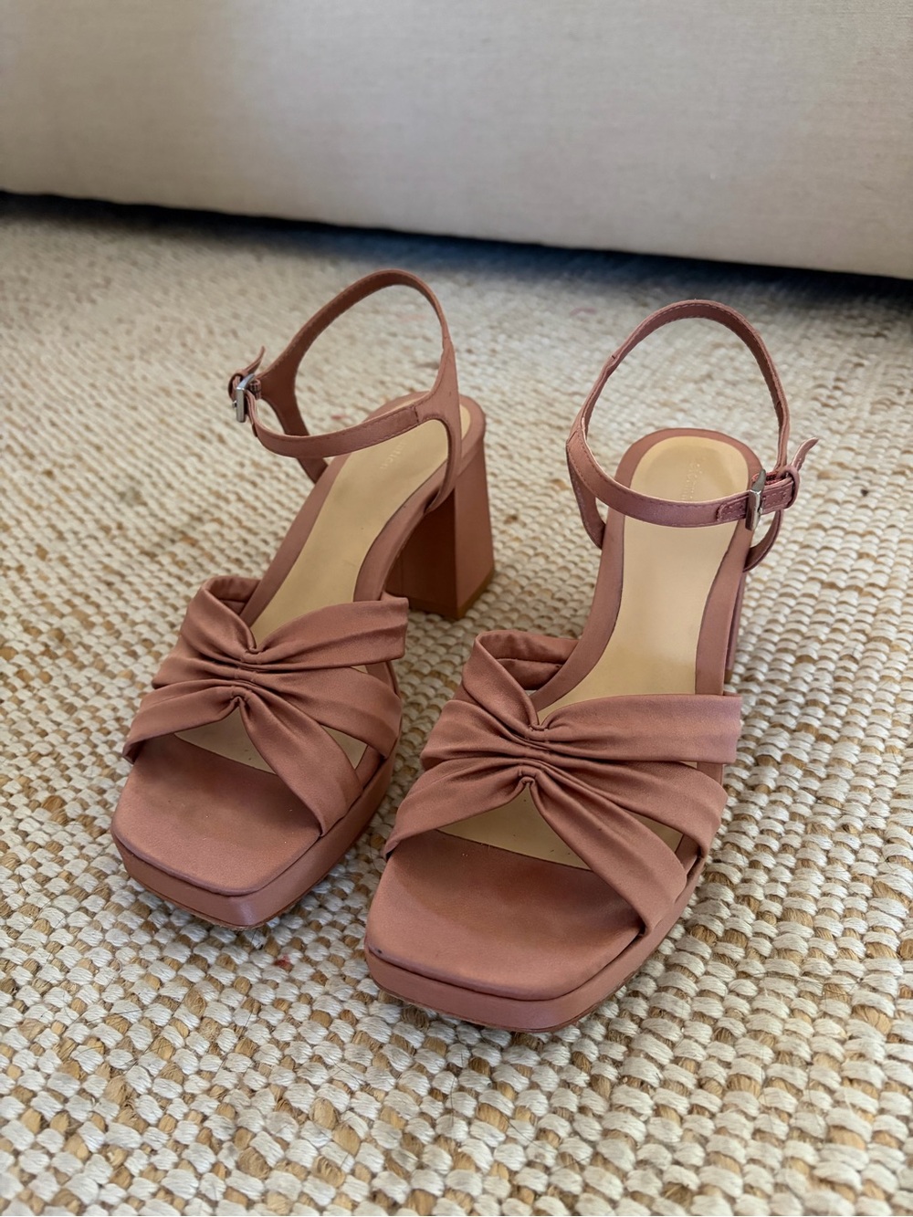 Reformation Pink Satin Maize Platform Sandals- Size 7.5